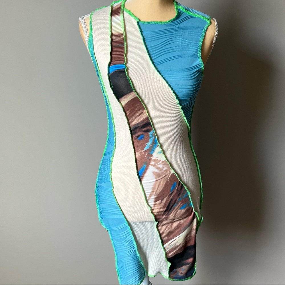 Funky SHEIN sleeveless multi-print dress NWOT